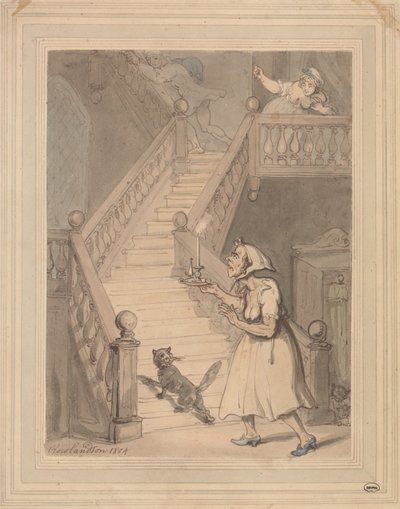 A Maiden Aunt Smelling Fire by Thomas Rowlandson